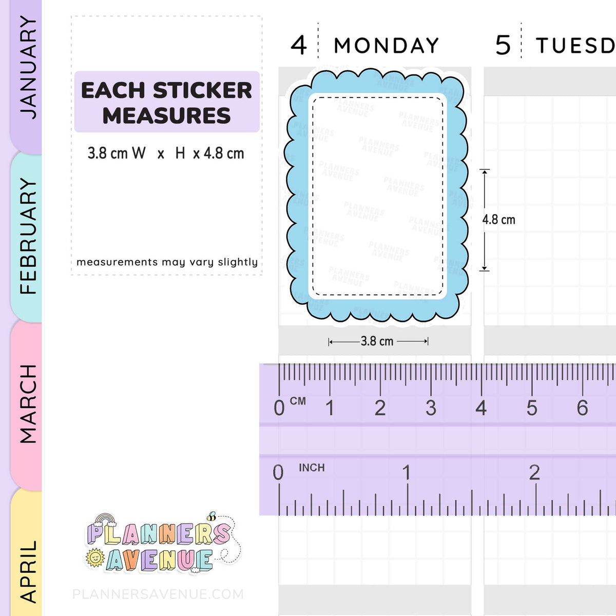 Scallop Full Box Planner Stickers