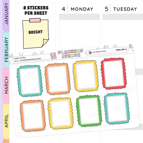 Scallop Full Box Planner Stickers