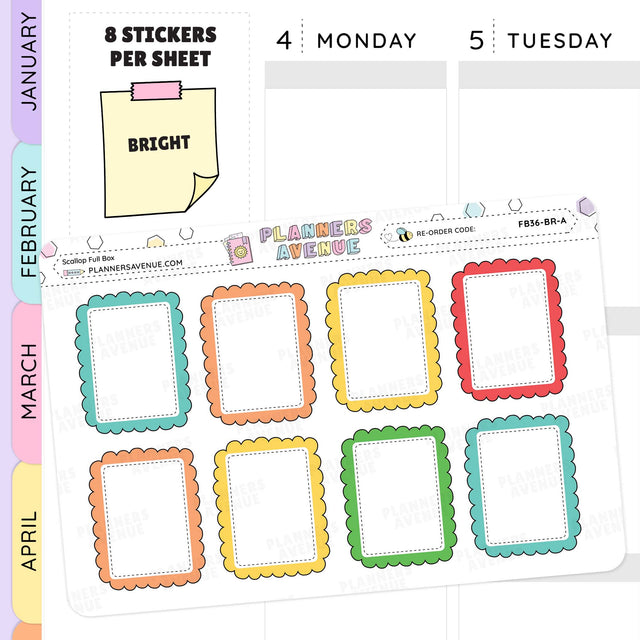 Scallop Full Box Planner Stickers