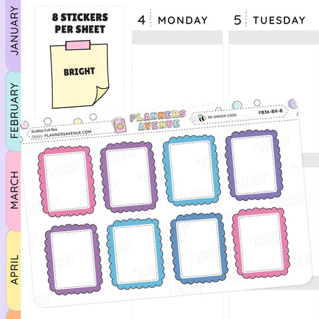 Scallop Full Box Planner Stickers