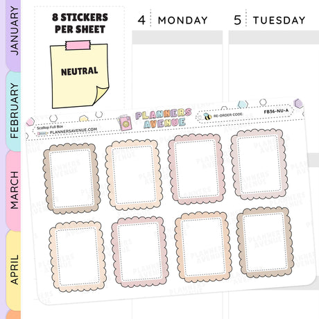 Neutral Scallop Full Box Planner Stickers