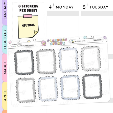 Scallop Full Box Planner Stickers