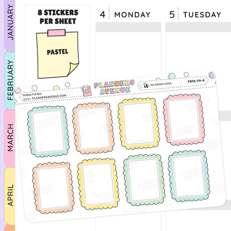 Pastel Scallop Full Box Planner Stickers