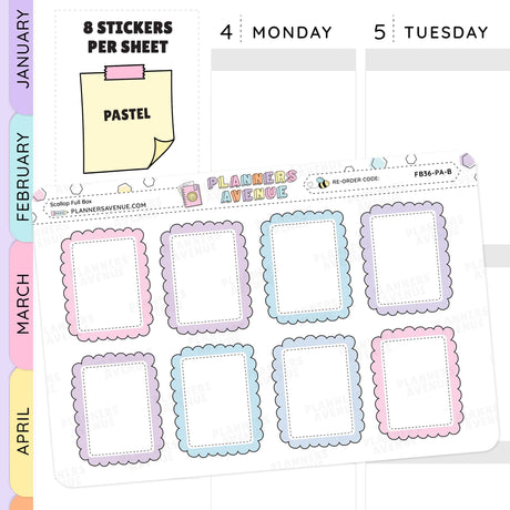 Scallop Full Box Planner Stickers
