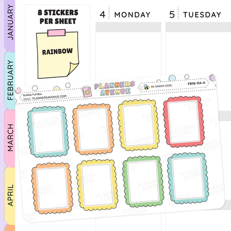 Rainbow Scallop Full Box Planner Stickers