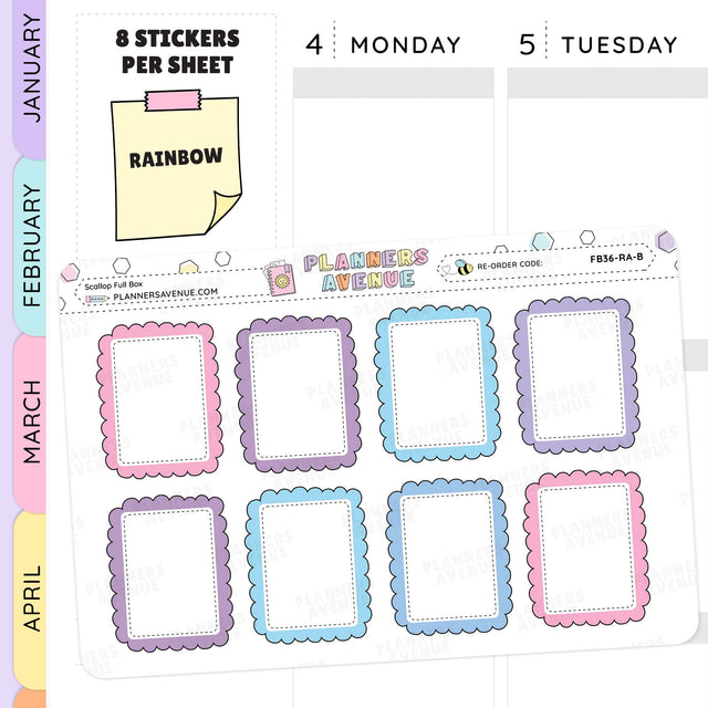 Scallop Full Box Planner Stickers