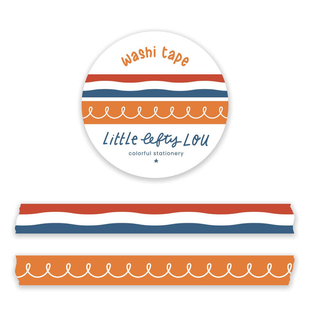 Flag and Orange Doodle Slim Washi Tapes Set by Little Lefty Lou