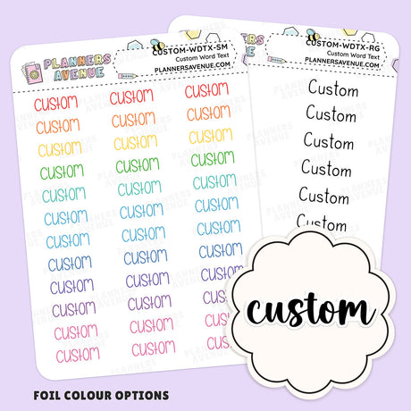 Foil Custom Text Word Planner Stickers