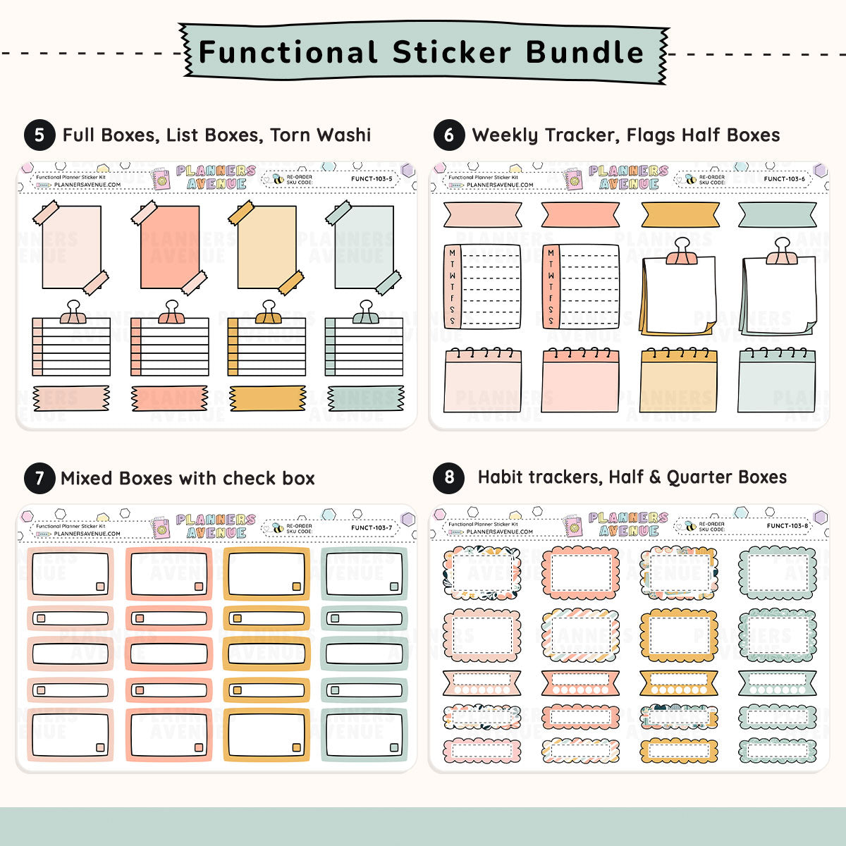 Wander Functional Planner Stickers Bundle