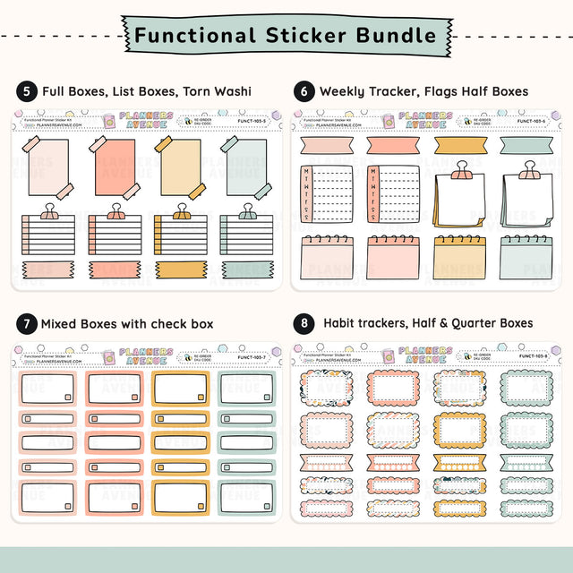 Wander Functional Planner Stickers Bundle