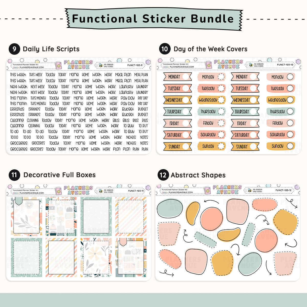 Wander Functional Planner Stickers Bundle