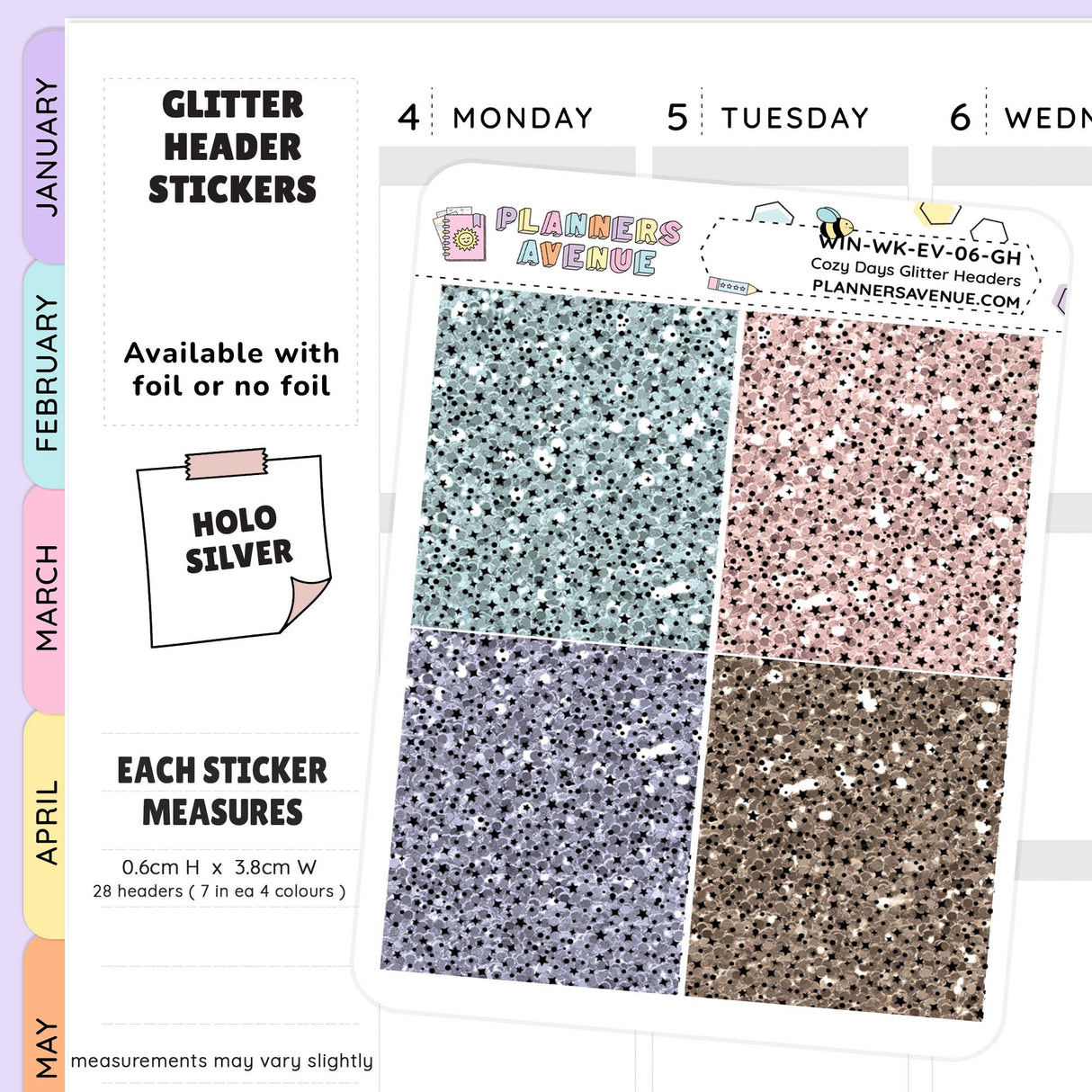 Cozy Days Glitter Header Planner Stickers