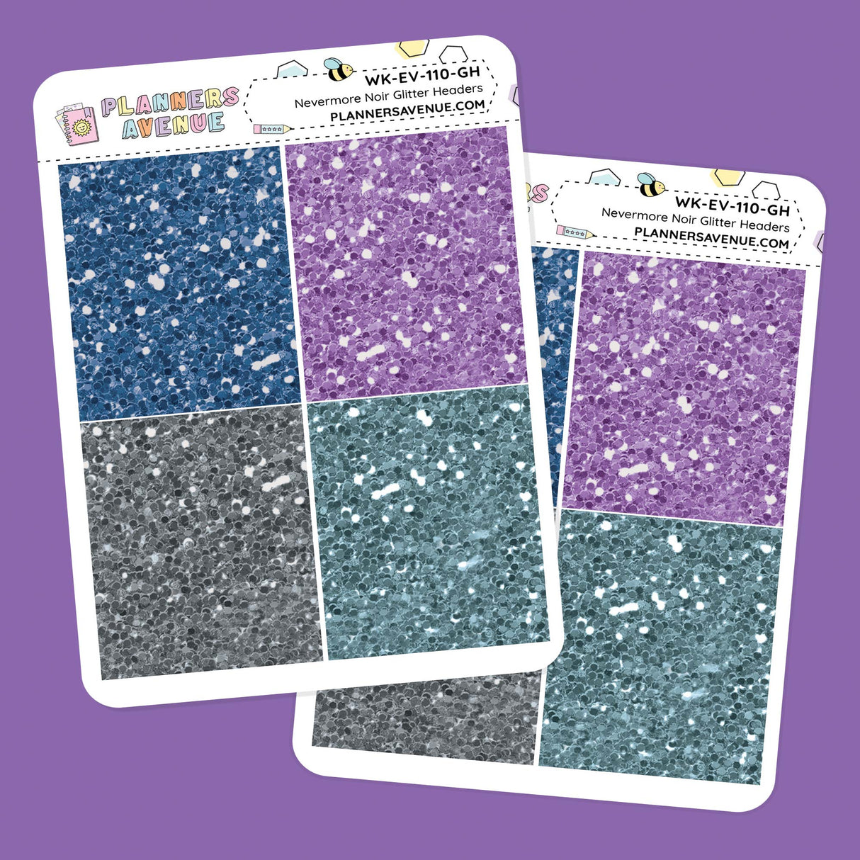 Nevermore Glitter Header Planner Stickers