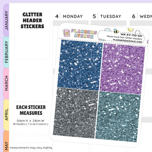 Nevermore Glitter Header Planner Stickers