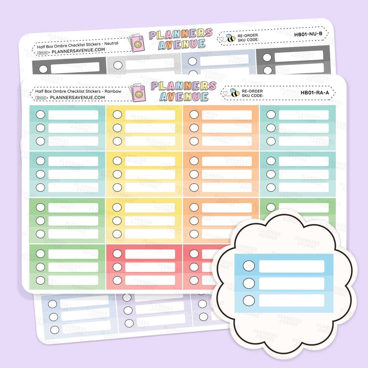 Half Box Ombre Checklist Stickers