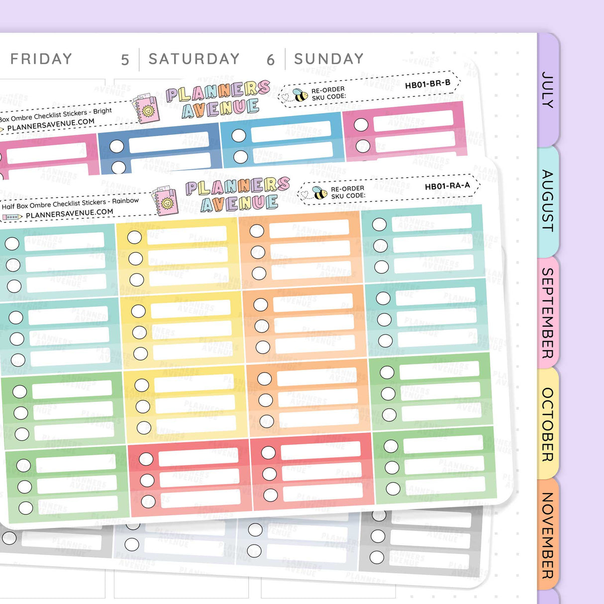 Half Box Ombre Checklist Stickers