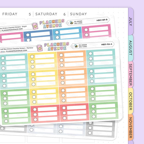 Half Box Ombre Checklist Stickers