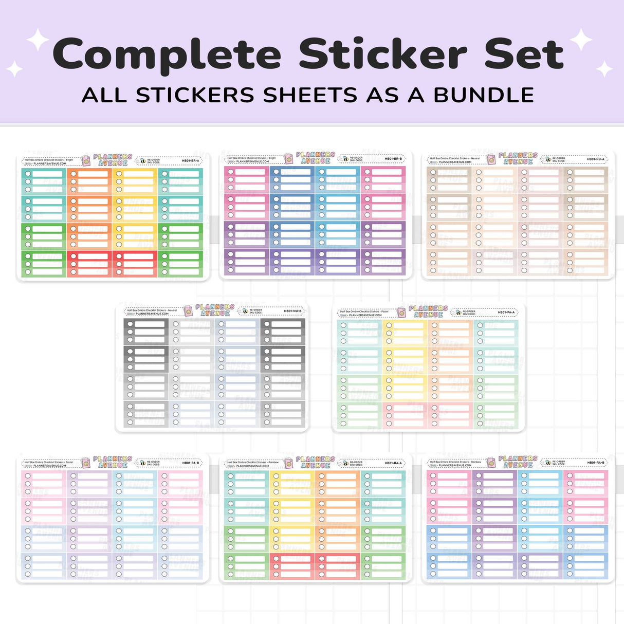 Half Box Ombre Checklist Stickers