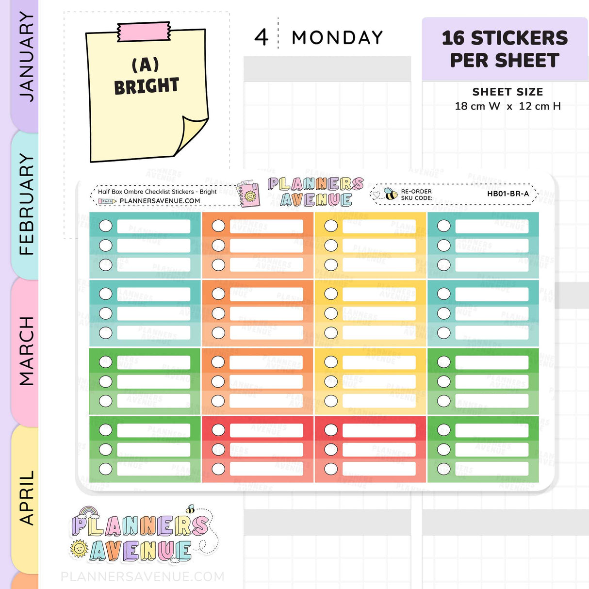 Half Box Ombre Checklist Stickers