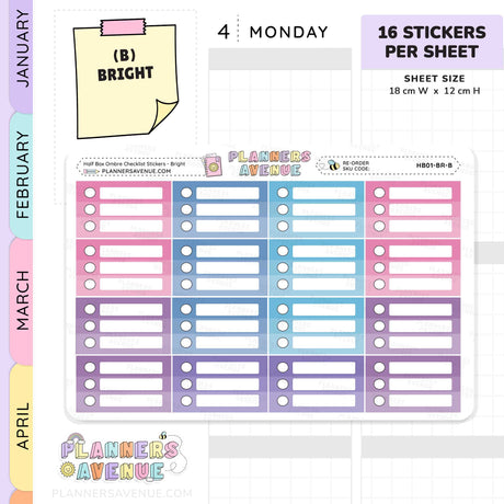 Half Box Ombre Checklist Stickers