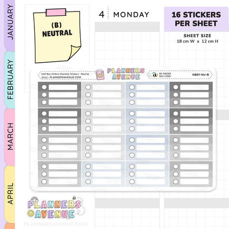 Half Box Ombre Checklist Stickers