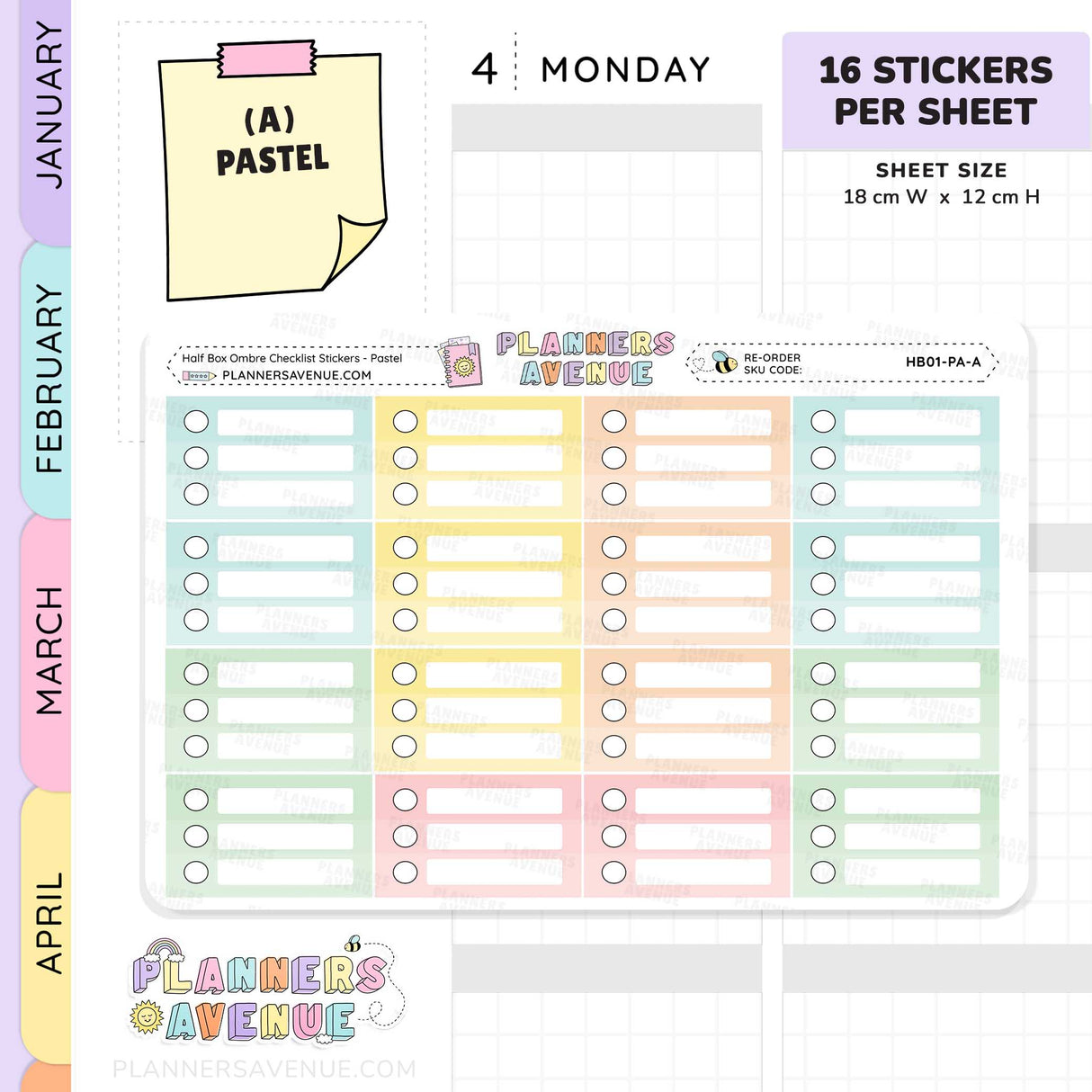 Half Box Ombre Checklist Stickers