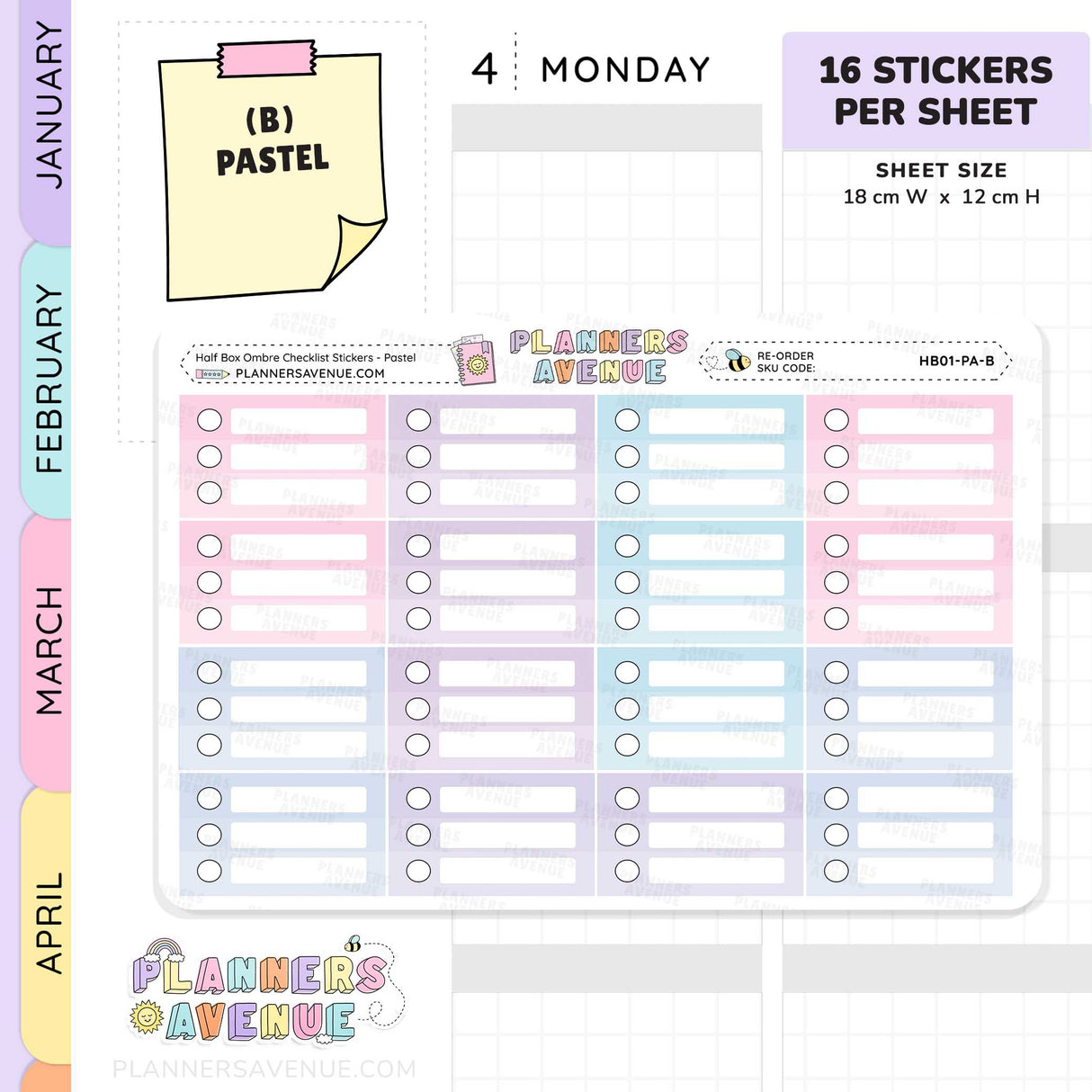 Half Box Ombre Checklist Stickers