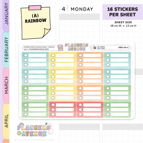 Half Box Ombre Checklist Stickers