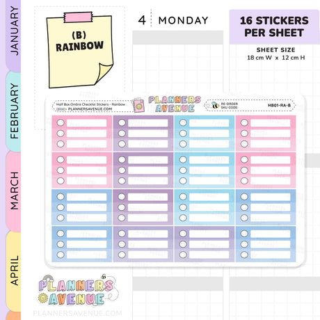 Half Box Ombre Checklist Stickers