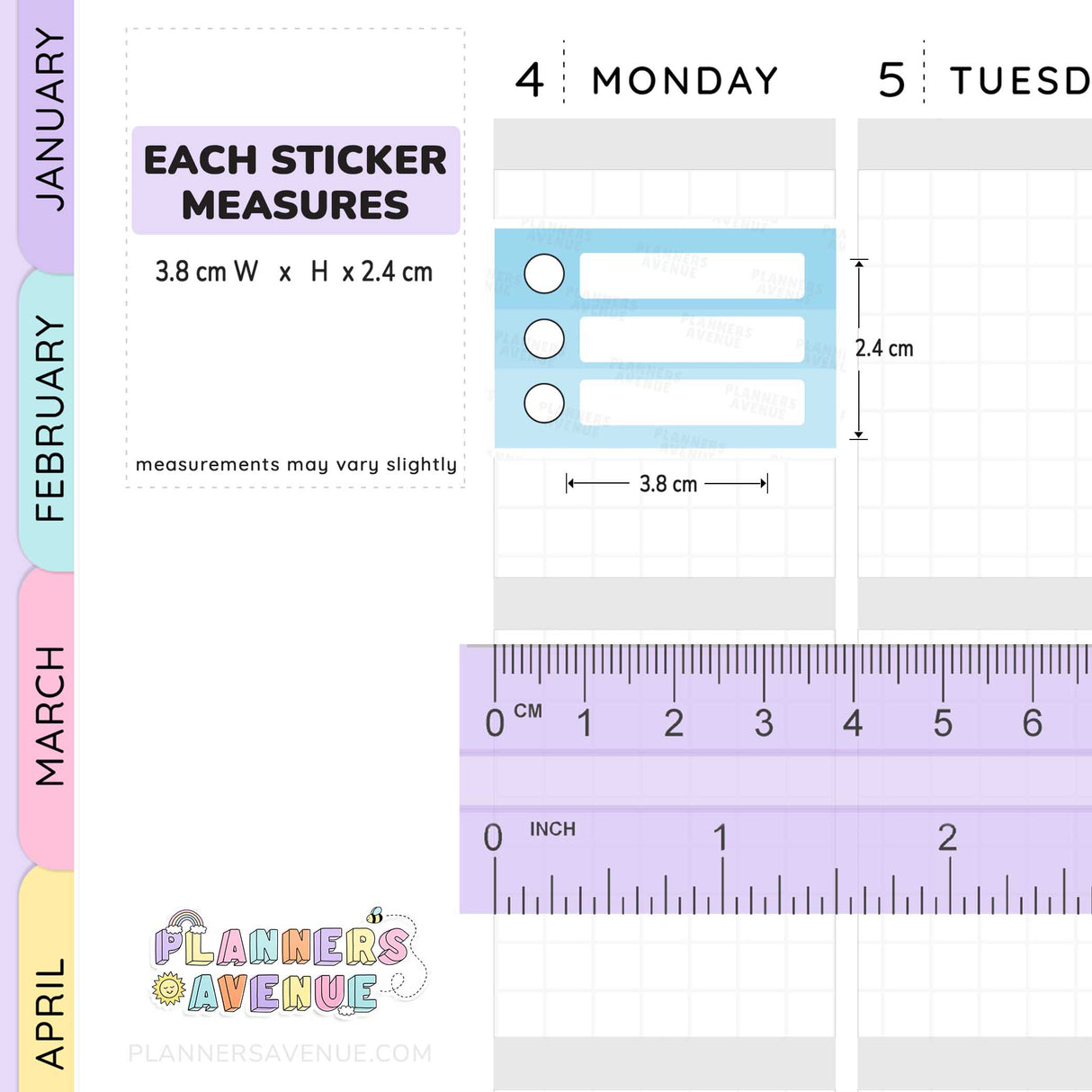 Half Box Ombre Checklist Stickers