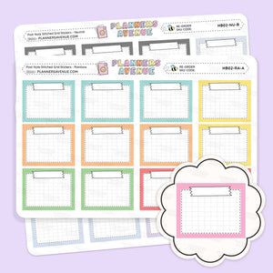 Post Note Stitched Grid Planner Stickers
