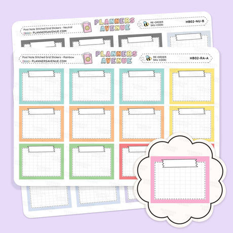 Post Note Stitched Grid Planner Stickers