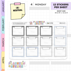 Post Note Stitched Grid Planner Stickers