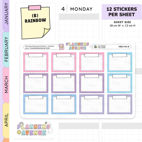 Post Note Stitched Grid Planner Stickers