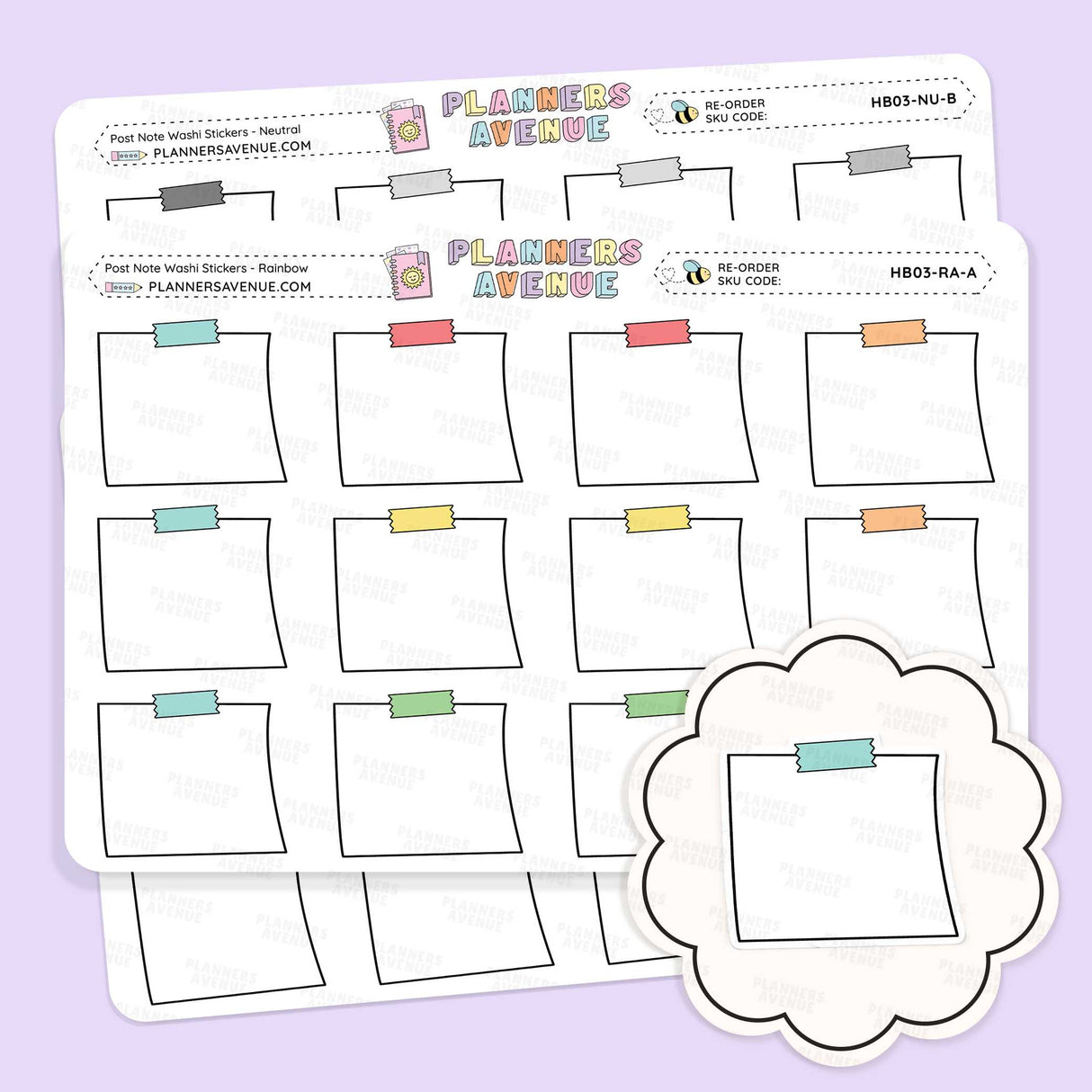 Post Note Washi Planner Stickers