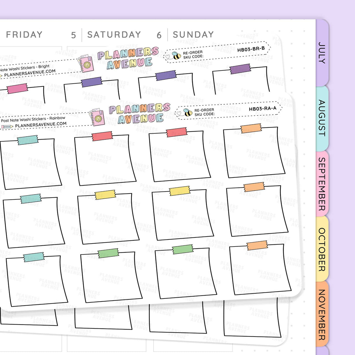 Post Note Washi Planner Stickers