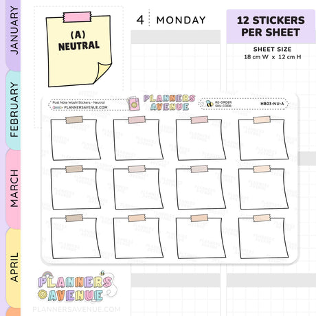 Post Note Washi Planner Stickers