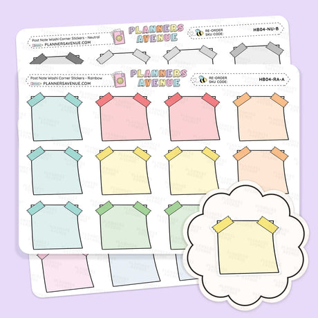 Post Note Washi Corner Planner Stickers