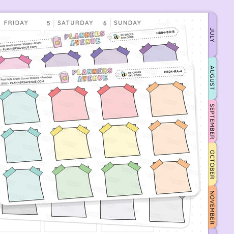 Post Note Washi Corner Planner Stickers