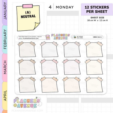 Post Note Washi Corner Planner Stickers