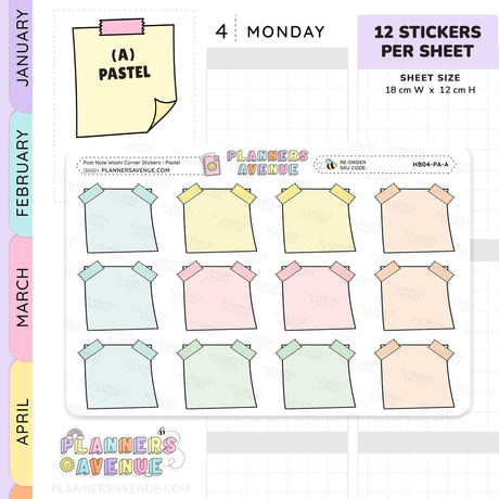 Post Note Washi Corner Planner Stickers