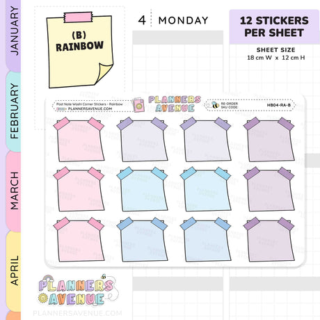 Post Note Washi Corner Planner Stickers