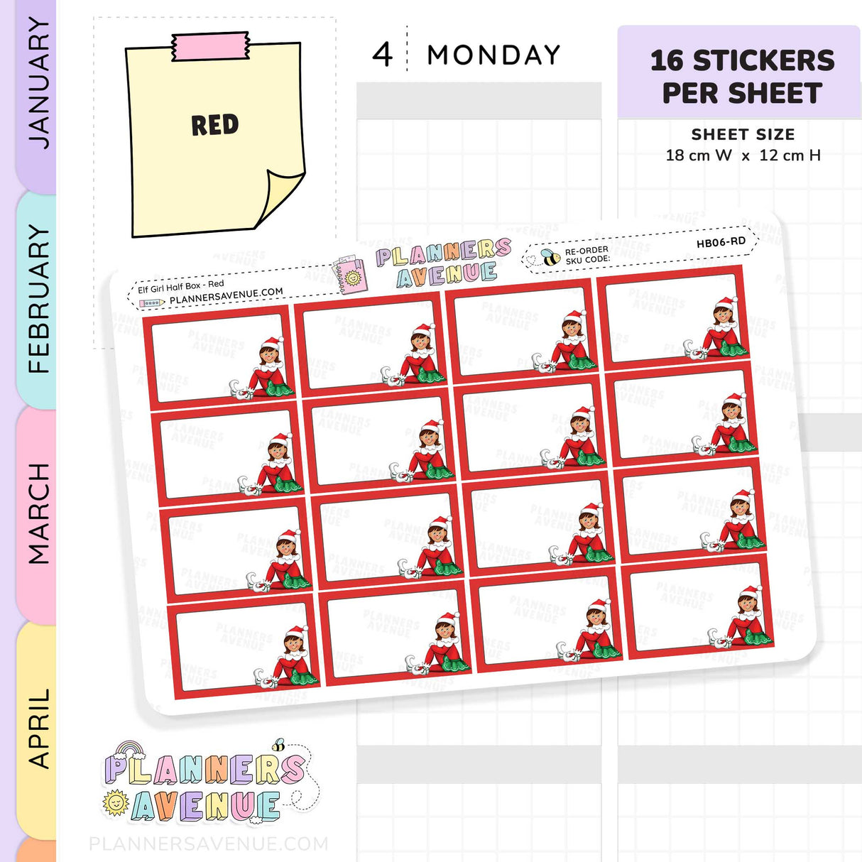 Christmas Elf Half Box Stickers