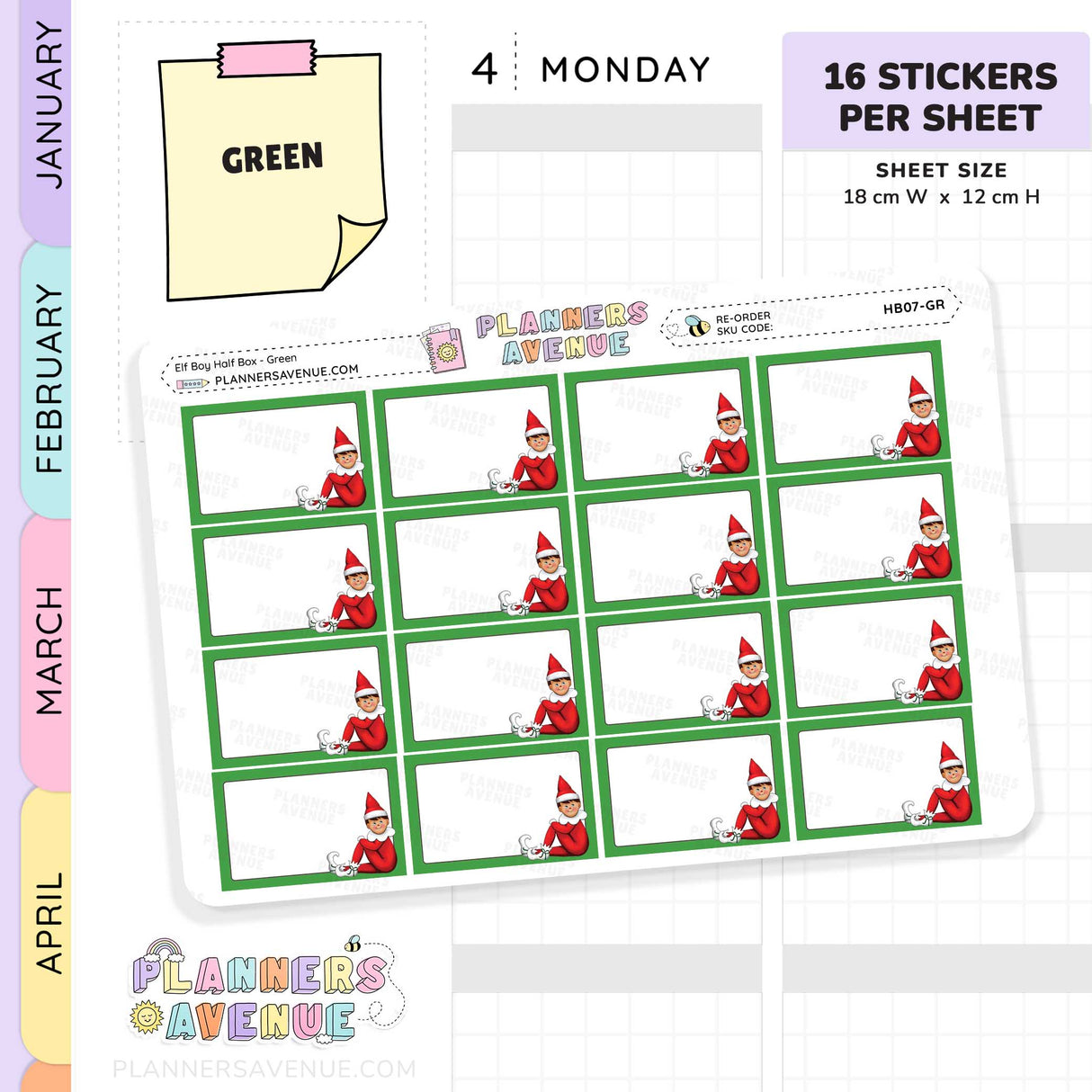 Christmas Elf Half Box Stickers