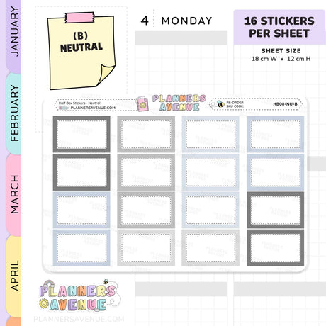 Half Box Planner Stickers