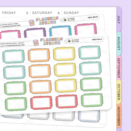 Scallop Half Box Planners Stickers