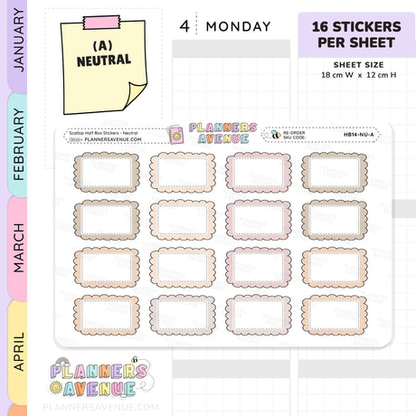 Scallop Half Box Planners Stickers