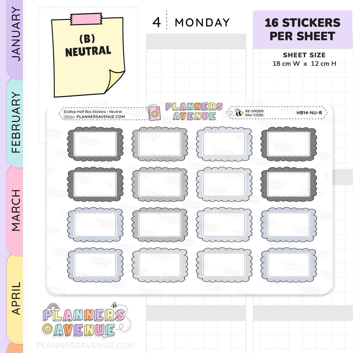 Scallop Half Box Planners Stickers
