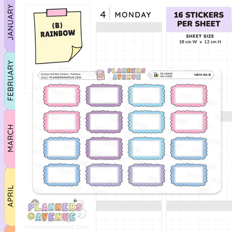 Scallop Half Box Planners Stickers