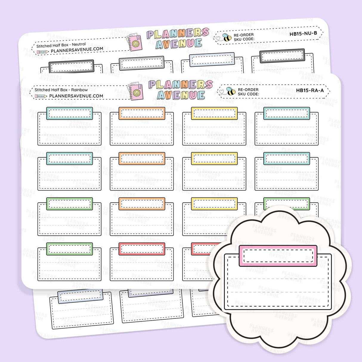 Stitched Half Box Planner Stickers